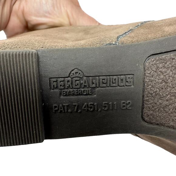 Fergalicious Dade Wedge Oxford Booties Womens 8.5 Taupe Brown Cutout Lace Up - Picture 10 of 11